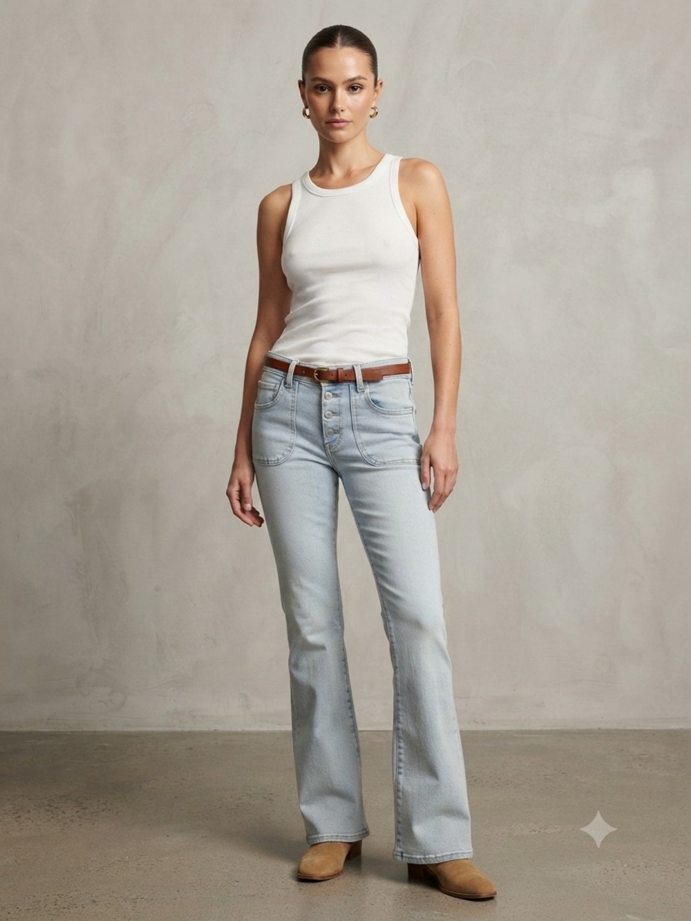 wild fable Light Blue Button-Fly Flare Jeans